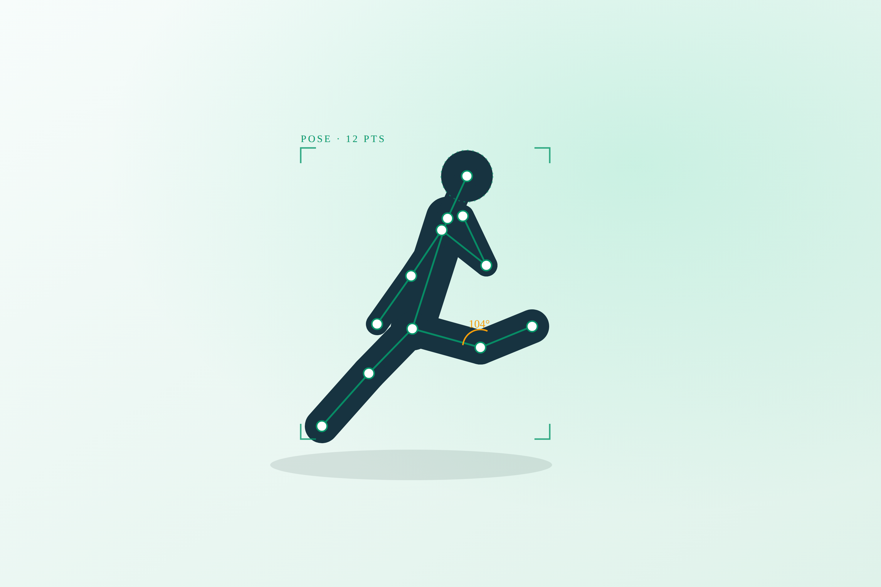 Pose-tracking overlay on a running athlete
