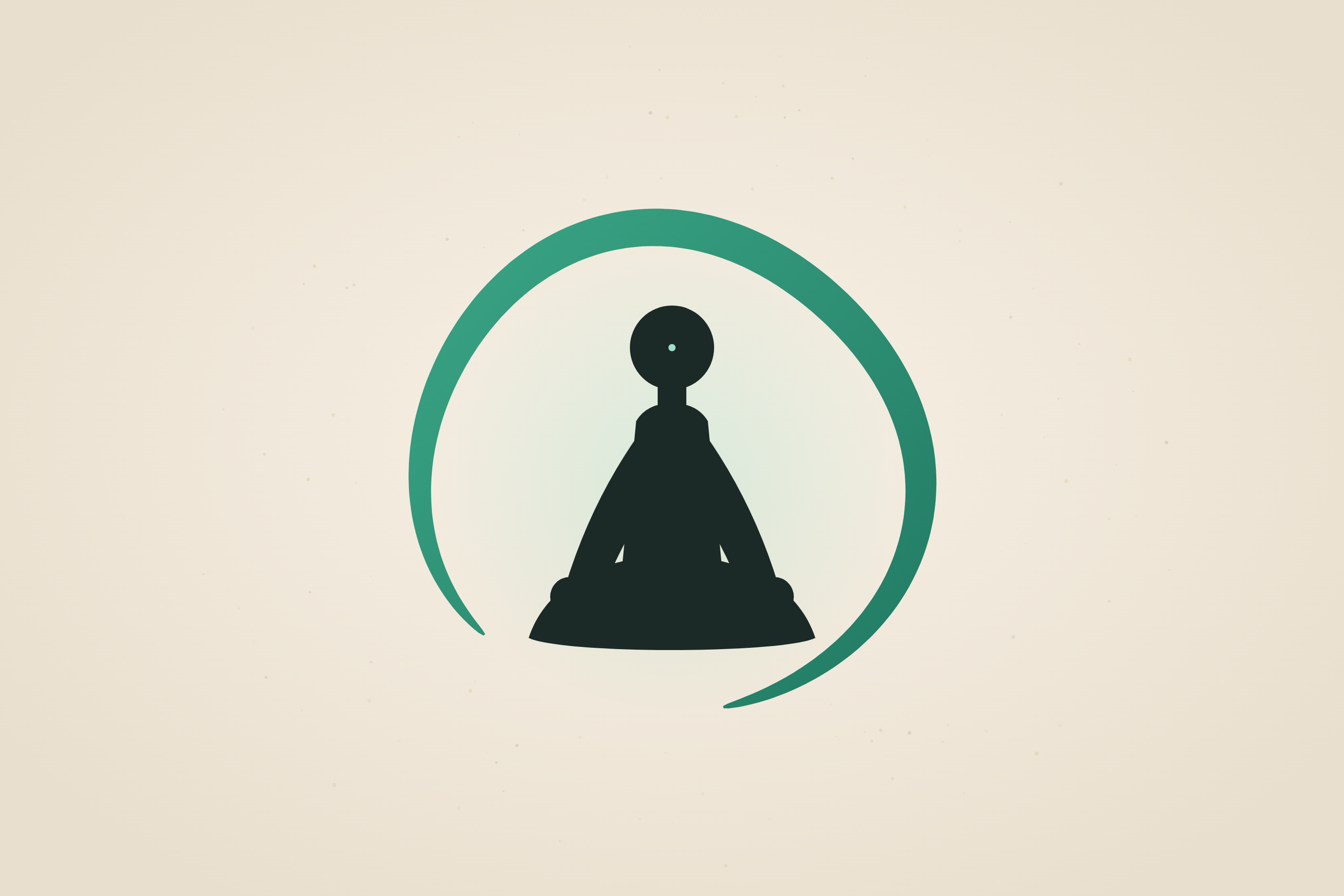 A meditating figure held within a zen ensō